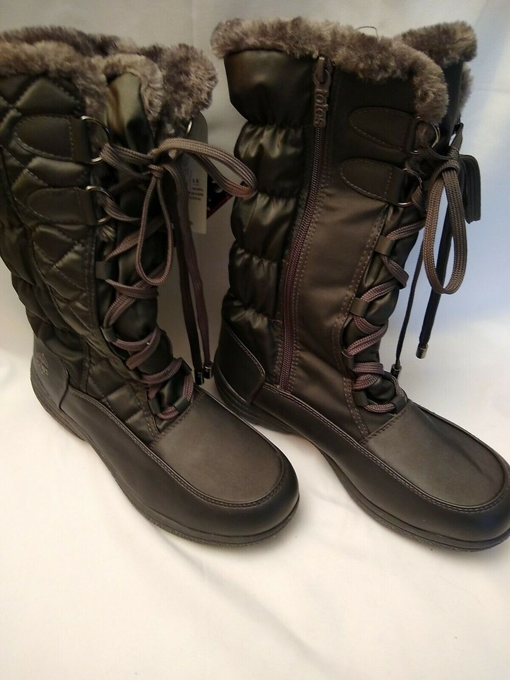 NWT Tracey III Pewter Lace UP Zippered High Wide Boot Size 9